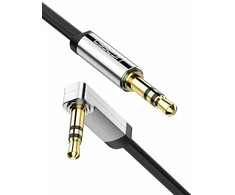 UGREEN mini lizdas 3.5 mm AUX plokščias alkūninis kabelis 1 m (juodas)