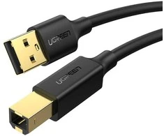 USB 2.0 AB spausdintuvo kabelis UGREEN US135, paauksuotas, 1.5 m (juodas)