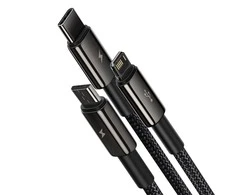 USB kabelis 3in1 Baseus Tungsten Gold USB micro USB / USB-C / Lightning 3.5A 1.5m - Juodas