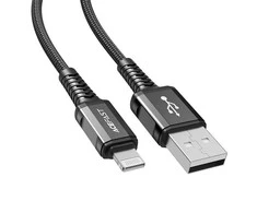 USB laidas prie Lightning Acefast C1-02, 1.2 m (juoda)