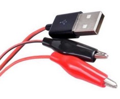 Oem USB laidas su krokodilo spaustukais - 60 cm