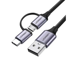UGREEN Type-C/MicroUSB kabelis QC 3.0 1m