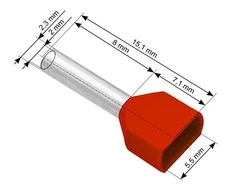 Blow Oem Vamzdelio formos jungtys 2x1.0/8 100vnt - raudona