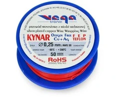 Vega Tronik Kynar sidabro dengtas vario surinkimo kabelis - 0.25 mm / AWG 30 - raudonas - 50m