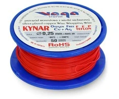 Vega Tronik Kynar sidabro dengtas vario surinkimo kabelis - 0.25 mm / AWG 30 - raudonas - 50m