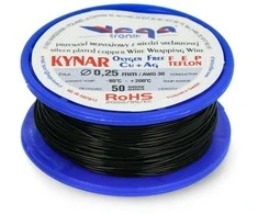 Vega Tronik Kynar sidabro dengtas vario surinkimo kabelis - 0.25 mm / AWG 30 - juodas - 50 m