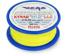 Vega Tronik Kynar sidabro dengtas vario surinkimo kabelis - 0.25 mm / AWG 30 - geltonas - 50 m