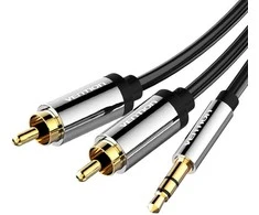 Vention 3.5 mm kištukinis ir 2x RCA kištukas garso kabelis 1.5 m ventiliacijos BCFBG juodas