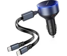 Vention FFOB0 USB-C automobilinis įkroviklis + USB-C/Lightning 30W laidas