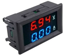 Oem Voltmetras ir ampermetras 0-100V - 1A - 0.28" raudonas/mėlynas - dėkle