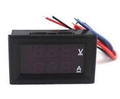 Oem Voltmetras ir ampermetras 0-100V - 1A - 0.28" raudonas/mėlynas - dėkle