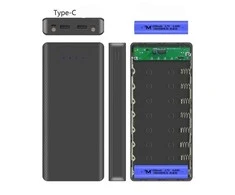 Oem W8 DIY išorinio akumuliatoriaus dėklas - 8x18650 - 20000mAh - C tipas - USB - microUSB