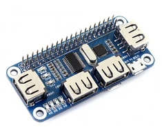 Waveshare 4xUSB Hub Hat - Raspberry Pi 3/2/Zero Priedėlis