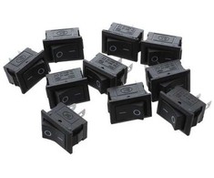 Oem XL601 raktinis jungiklis - 15x10mm - vienvietis - ON/OFF - juodas - 10 vnt.