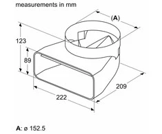 Bosch HEZ9VDSI1 Adapterio kanalas, ⌀ 150 mm, 90°, apvalus plokščias