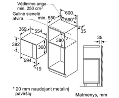Bosch BFL554MB0 Serija 6, Įmontuojamoji mikrobangų krosnelė, 59 x 38 cm, Juodas