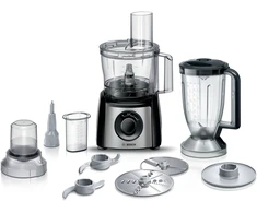 Bosch MCM3PM38S Food processor, MultiTalent 3 Plus, 900 W, Juodas, Brushed stainless steel