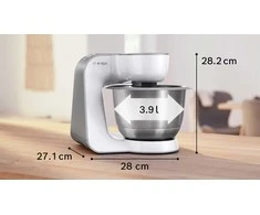 Virtuvinis kombainas Bosch MUM58210 Series 4, Kitchen machine, MUM 5, 1000 W, Baltas, Sidabrinis