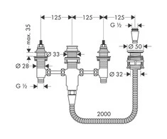 4 dalių vonios maišytuvo potinkinė dalis Hansgrohe 13244180