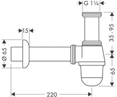 Hansgrohe bidē sifons, 1¼ x 32 mm, hromēts misiņš