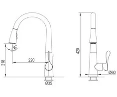 BlueWater Kitchen faucet with pull-out hose Mėlyna Vanduo Stabili, bronze color, 5901730615937
