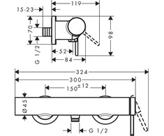 Dušo maišytuvas Hansgrohe Finoris 76620700, baltas matinis
