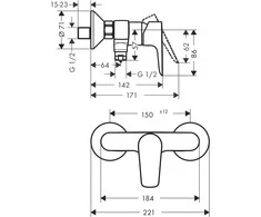 Dušo maišytuvas Hansgrohe Talis E Juodas 71760670