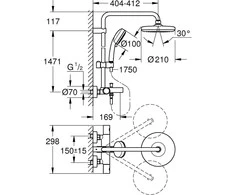 Dušo sistema Grohe TEMPESTA COSMOPOLITAN SYSTEM 210 26223001