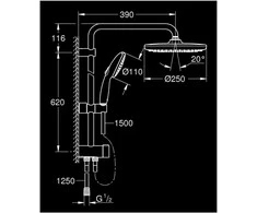 Grohe Vitalio Start 250 dušo sistema be termostato, chromas