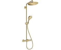 Hansgrohe Croma Select S 280 1jet termostatinė dušo sistema su rankiniu dušeliu Raindance Select S 120 3jet. polished auksinis optic