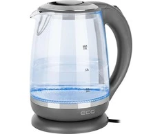 ECG EKG Elektrinis virdulys RK 2020 Pilkas Glass, 2 L, 360° pagrindas su maitinimo laido laikikliu, Mėlynos apšvietimas, 1850-2200 W