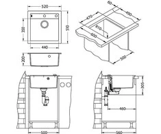 Granitinė plautuvė Alveus Formic 20-11 (balta) +vent+sif