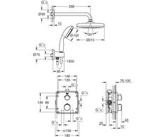 Potinkinis dušo komplektas Grohe, Grohtherm Perfect Tempesta 210