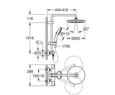Grohe Termostatinė dušo sistema Vitalio start 250 cube 26677001