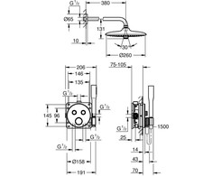 Potinkinė dušo sistema Grohe SmartControl Euphoria 260