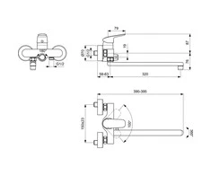 Vonios maišytuvas Ideal Standard, Ceraflex, ilgu čiaupu