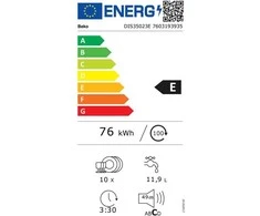 Įmontuojama indaplovė Beko DIS35023E
