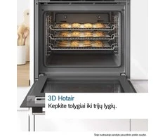 Bosch Orkaitė | HBF133BA1 | 66 l | Elektrinė | „EcoClean“ | Rankenėlės | Aukštis 59,5 cm | Plotis 59,4 cm | Juoda