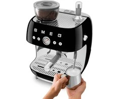 Kavos Aparatas - SMEG EGF03BLEU Pusiau automatinis Espresso su Malūnėliu, Dviejų Termoblokų, Juodas