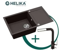 Komplektas: virtuvės plautuvė ir maišytuvas su ištraukiama žarna HELIKA SQT104-120AWP+2383-120