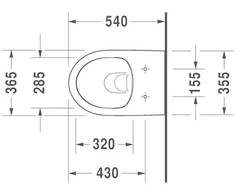 Duravit DuraStyle Basic Rimless wc pakabinamas 365x540 mm, su SC dangčiu 002079, baltas