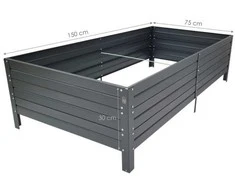 Meistro Kodas Pakelta lysvė KLASIKA GARDEN, RAL7016 (antracito), cinkuotas metalas, 150x75x30 cm