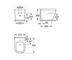 Pastatomas bide Grohe EURO CERAMIC 3934000H, su PUREGUARD danga