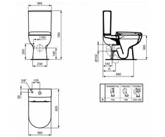 Pastatomas WC Ideal Standard, Exacto RimLS+ su bakeliu ir soft close dangčiu