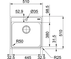 Nerūdijančio plieno plautuvė Franke Bell, BCX 610-51