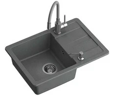Plautuvė su maišytuvu ir dozatoriumi Quadron READY SMART, TQ6244RSSZ, pilka