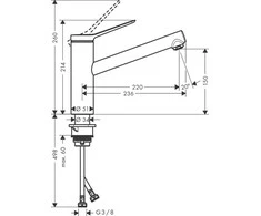 Plautuvės maišytuvas Hansgrohe Zesis M33, 74802800, nerūdijančio plieno