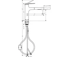 Plautuvės maišytuvas su ištraukiama žarna Hansgrohe Zesis M33, 74801800,