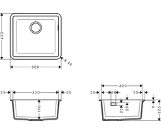 Po stalviršiu montuojama plautuvė Hansgrohe S51 S510-U450, 43431380