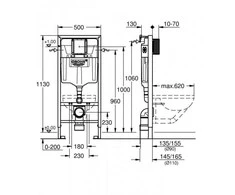 Potinkinio wc rėmo komplektas Grohe RAPID SL 39501000